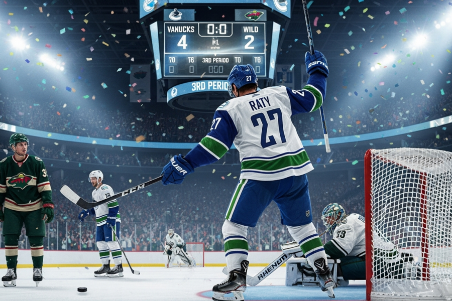 Raty's 2-Goal Game Powers Canucks to 4-2 Victory Over Wild