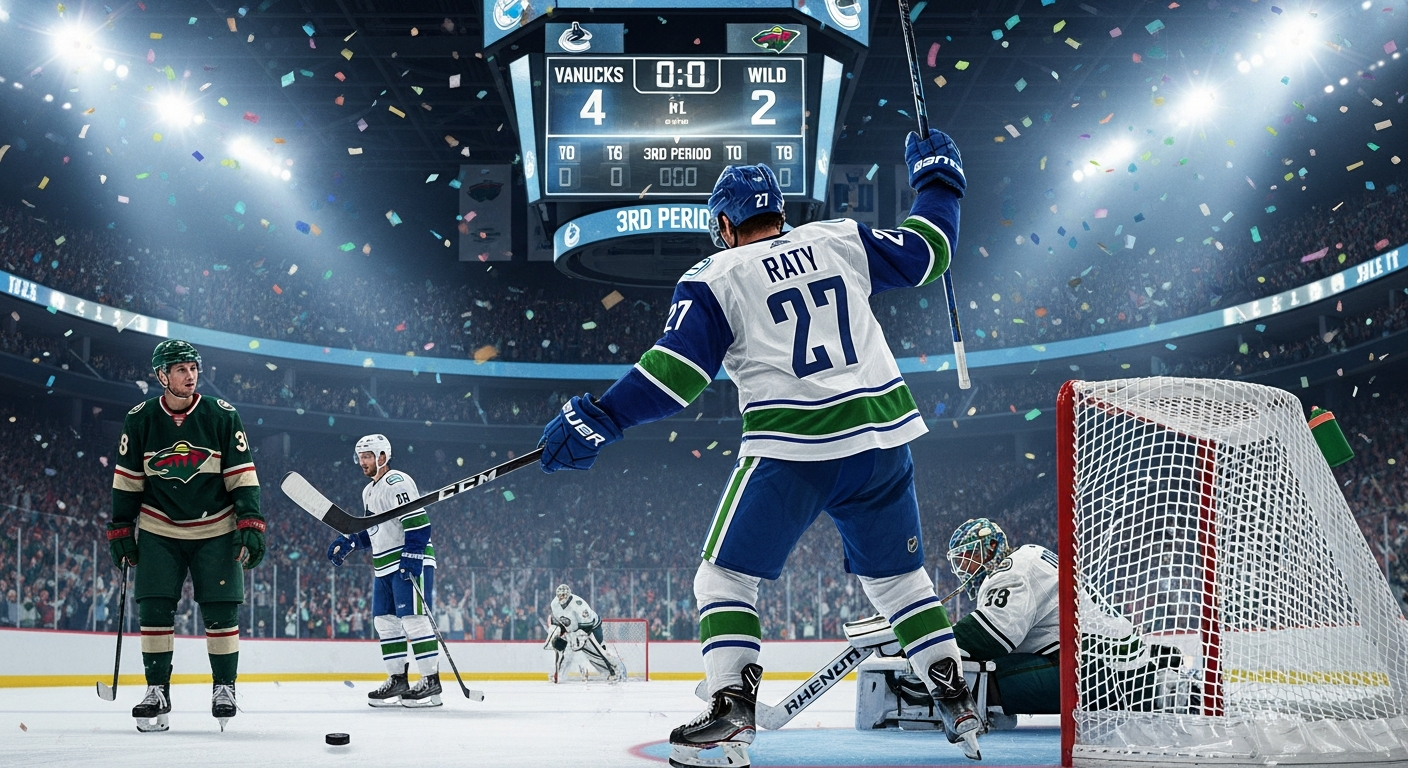 Raty’s 2-Goal Game Powers Canucks to 4-2 Victory Over Wild